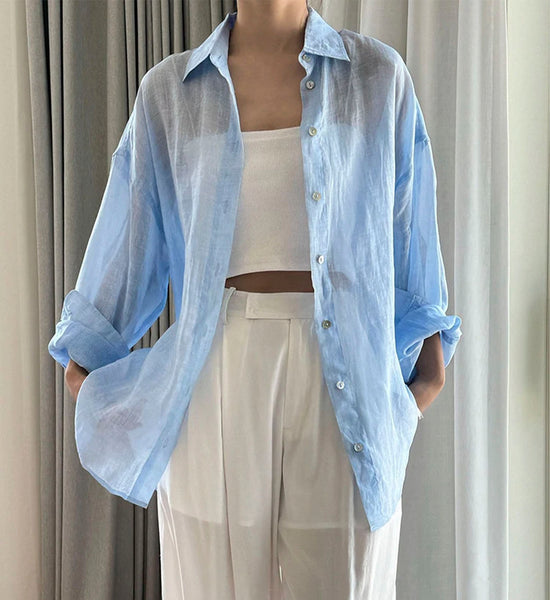 トップス digne / sheer shirt - moss green digne / sheer shirt - moss green