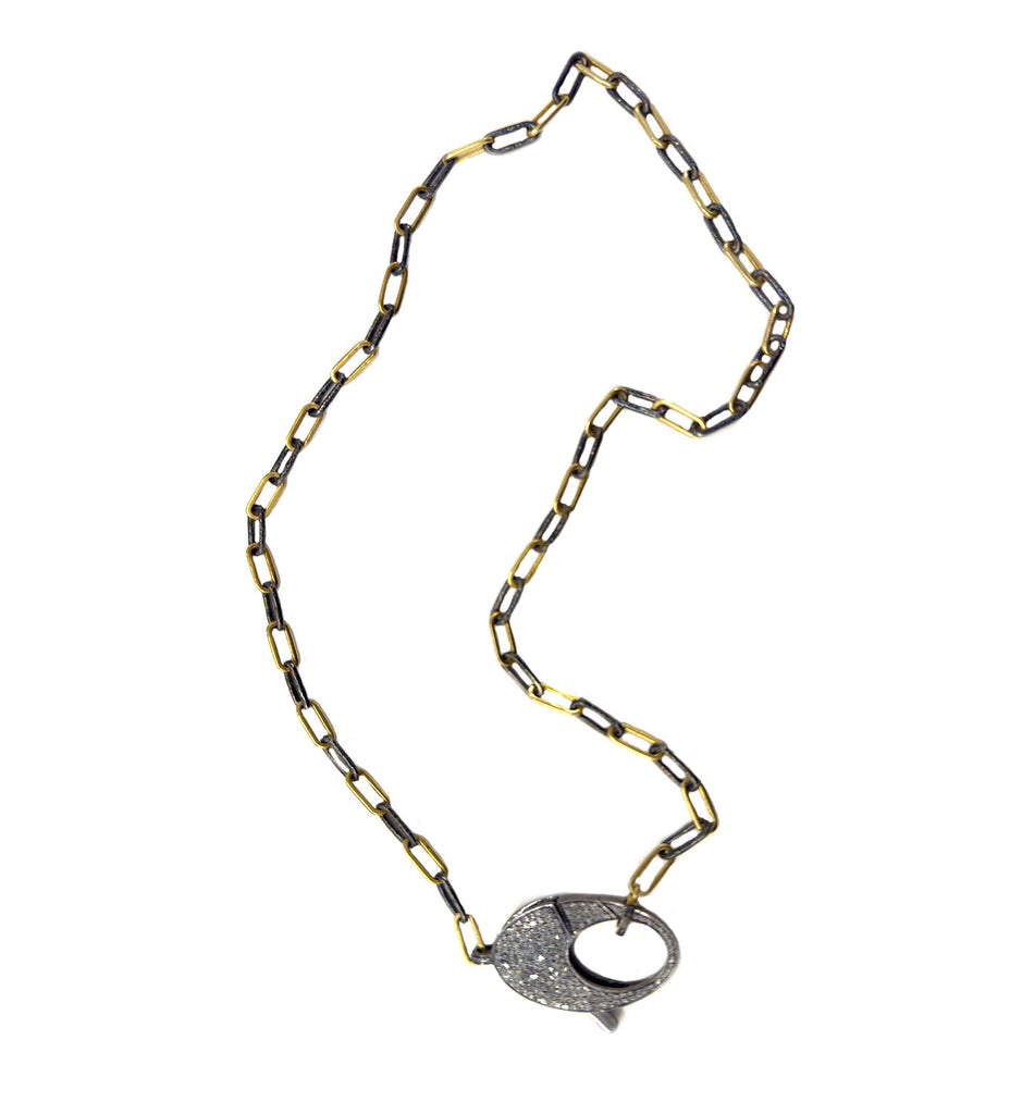 Oval Diamond Lock Necklace