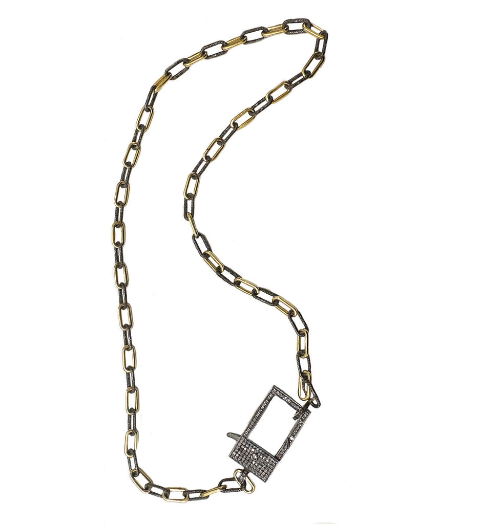 Square Diamond Lock Necklace