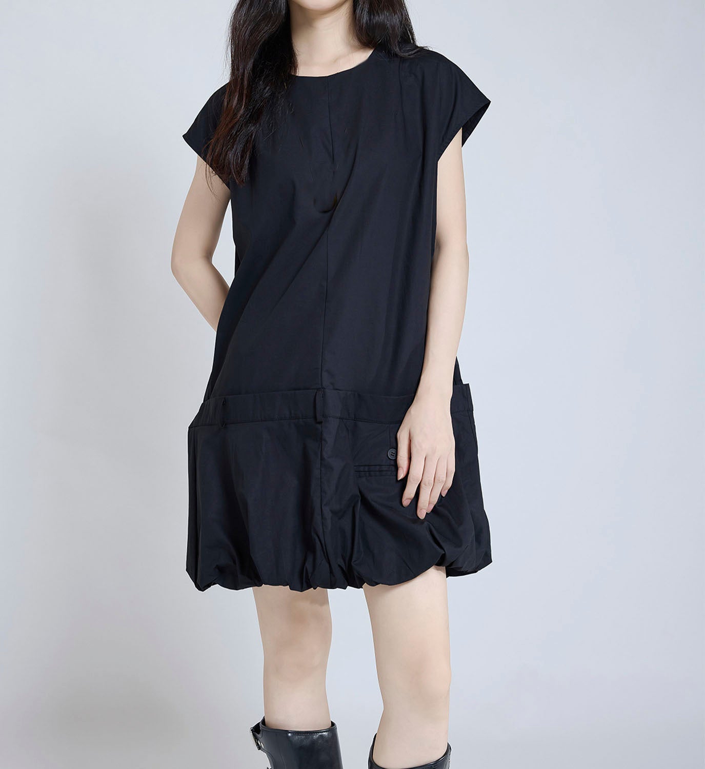Bubble Hem Shift Mini Dress