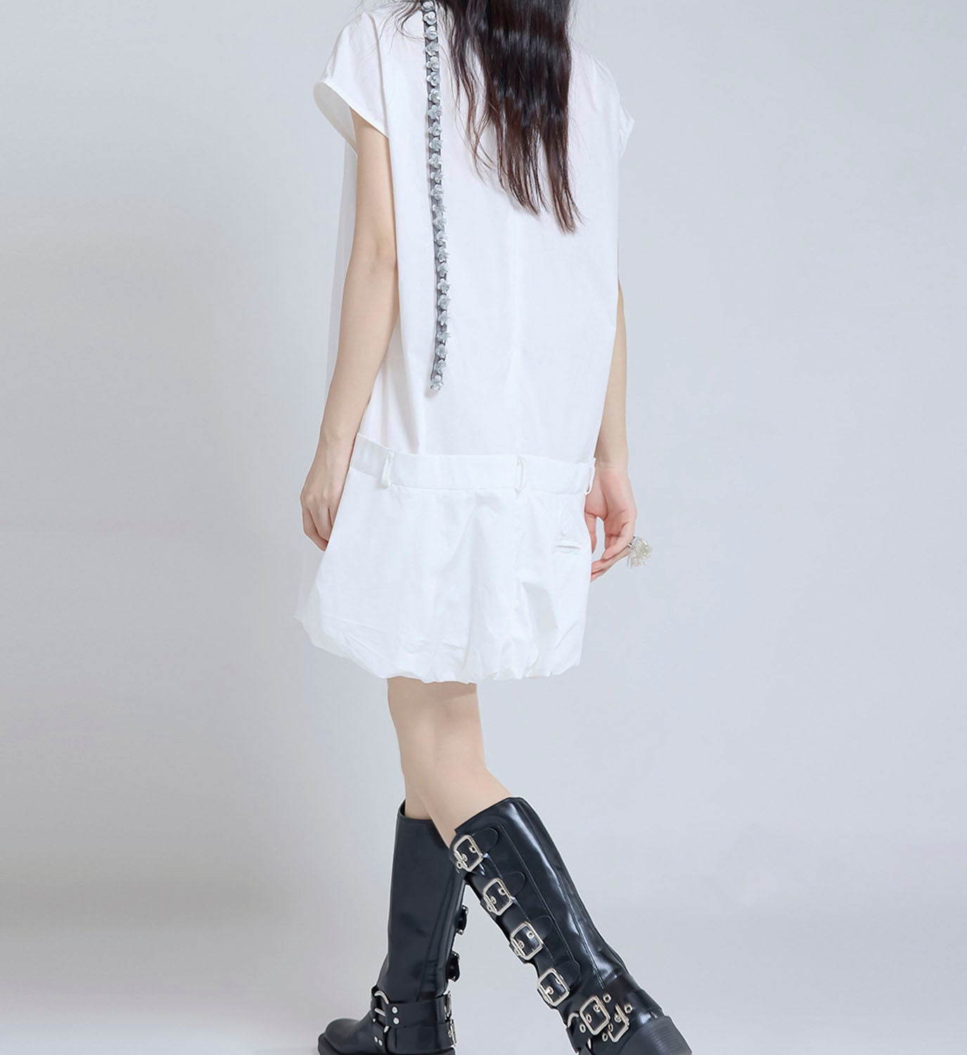 Bubble Hem Shift Mini Dress