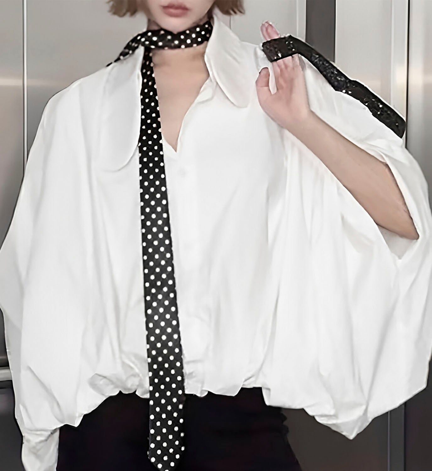 Balloon Cropped Poplin Shirt