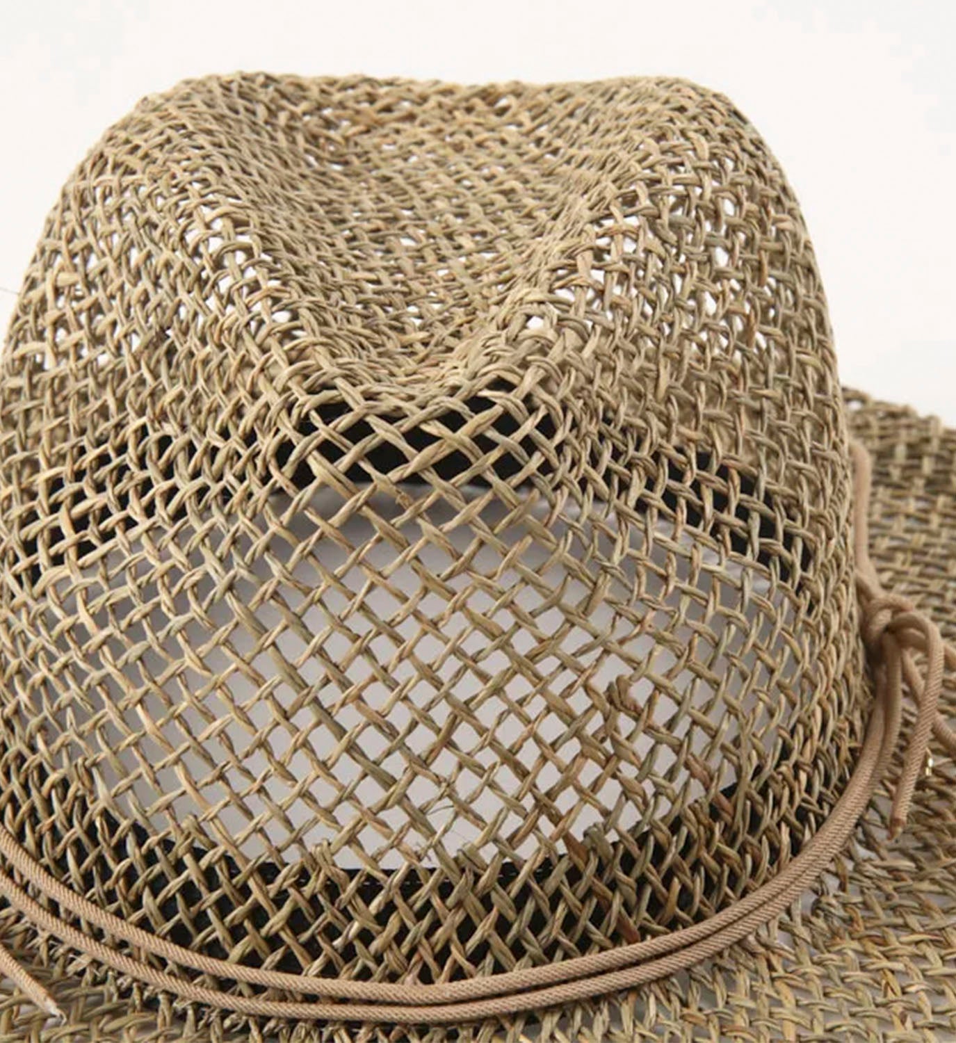 Straw Fedora Hat with Chain