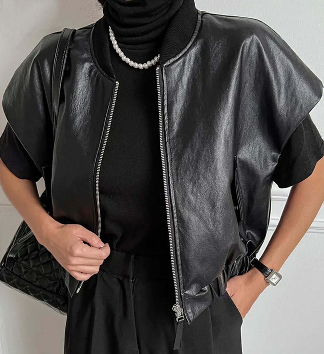 Leather Cropped Jacket - DIGS