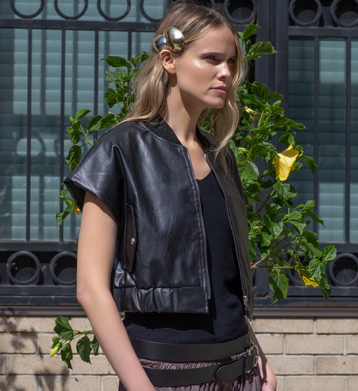 Leather Cropped Jacket - DIGS