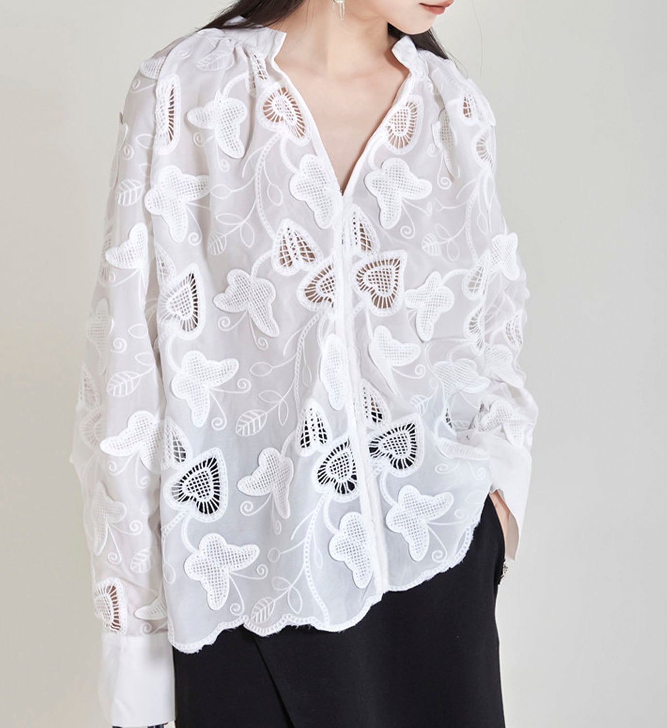 Embroidered Lace Painter Shirt - DIGS