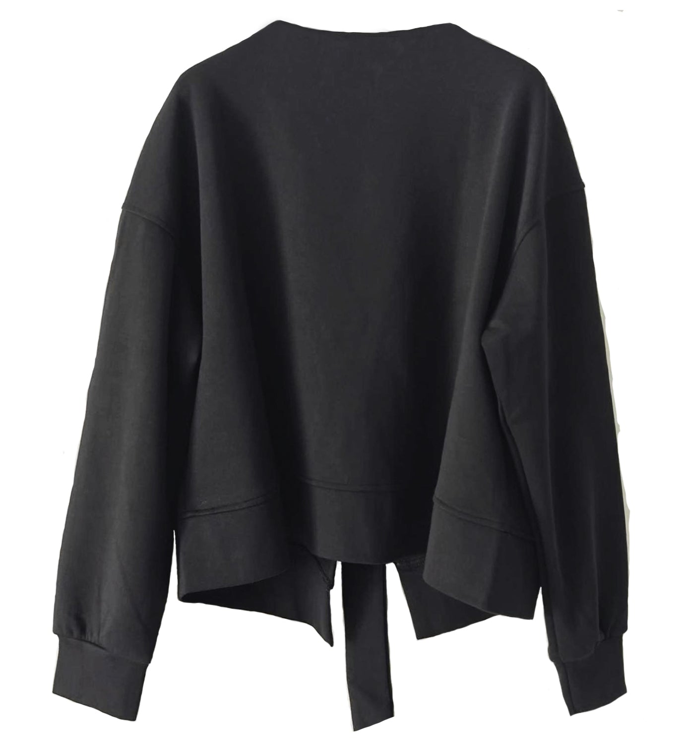 Back view of DIGS button sweatshirt cardigan with button details and soft fabric, showcasing a cozy, stylish cardigan for casual wear.