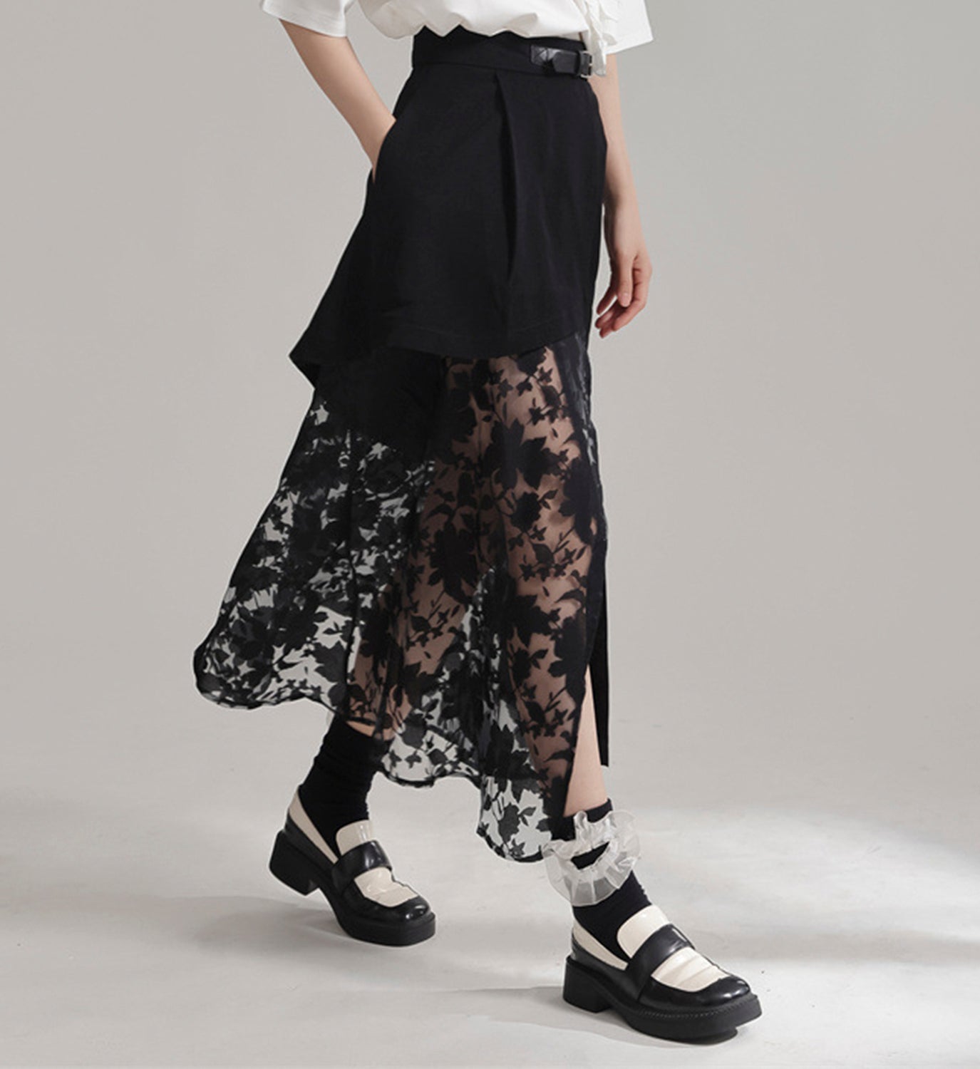 Lace Layered Midi Skirt - DIGS