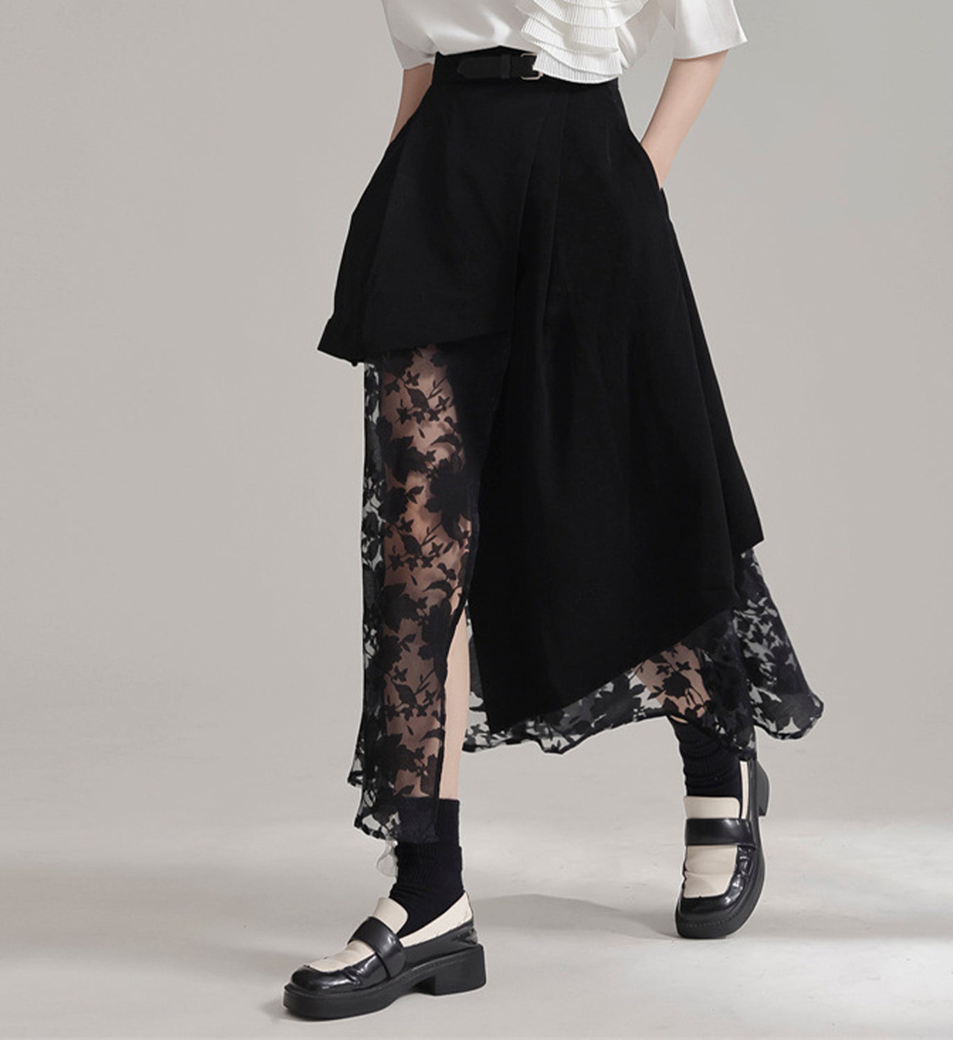 Lace Layered Midi Skirt - DIGS