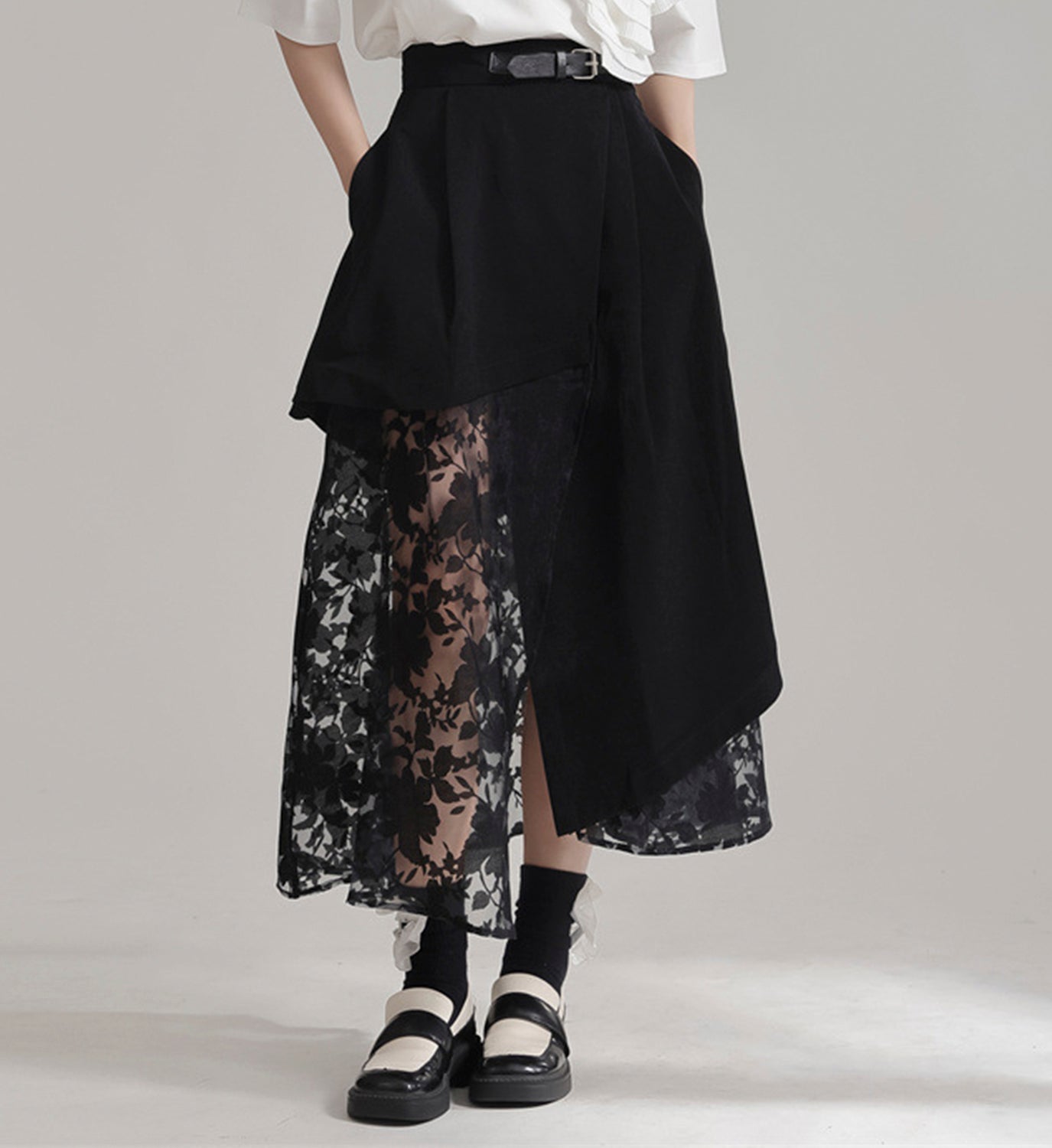 Lace Layered Midi Skirt - DIGS