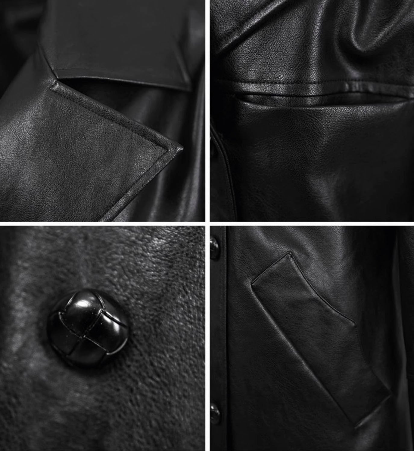 Double Breast Leather Coat