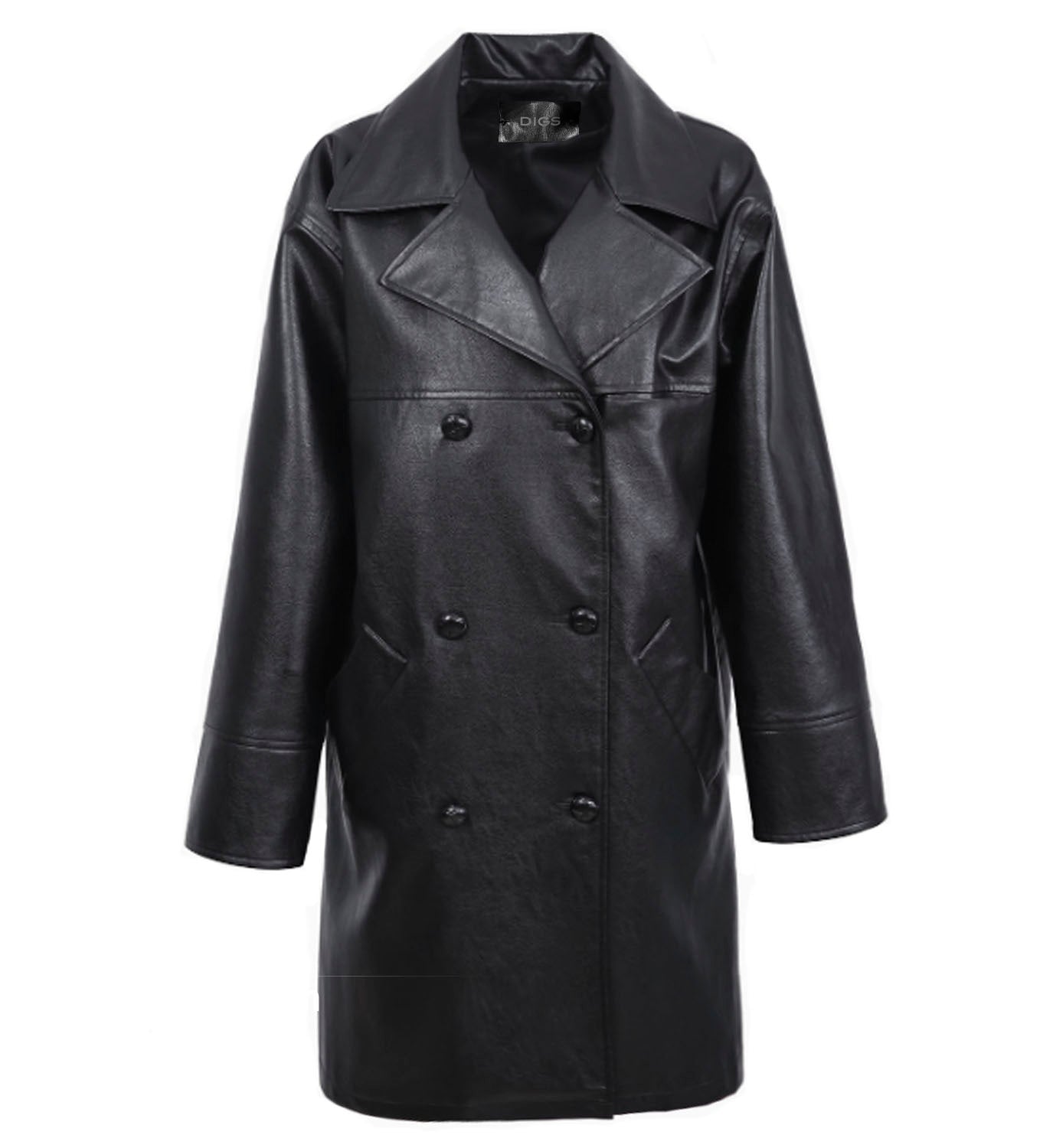 Double Breast Leather Coat