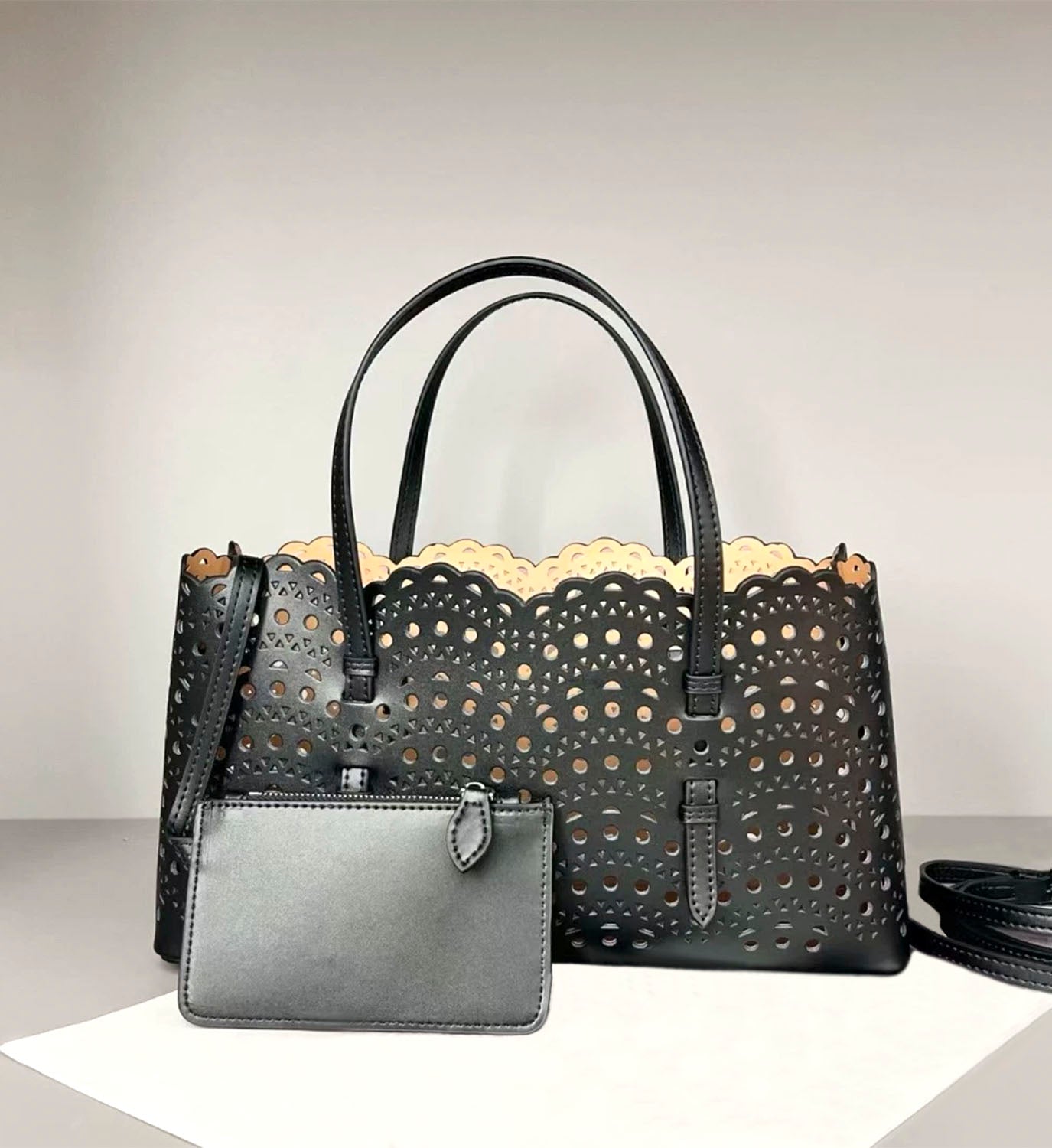 Cut Out Leather Bag Long