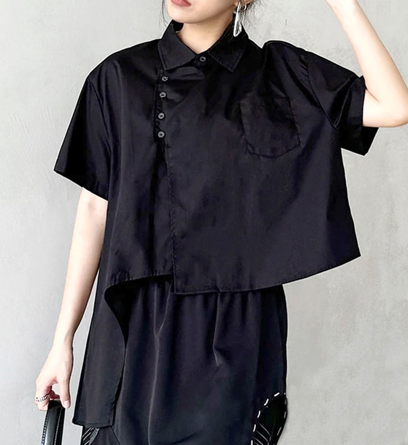 Asymmetrical Button Shirt - DIGS