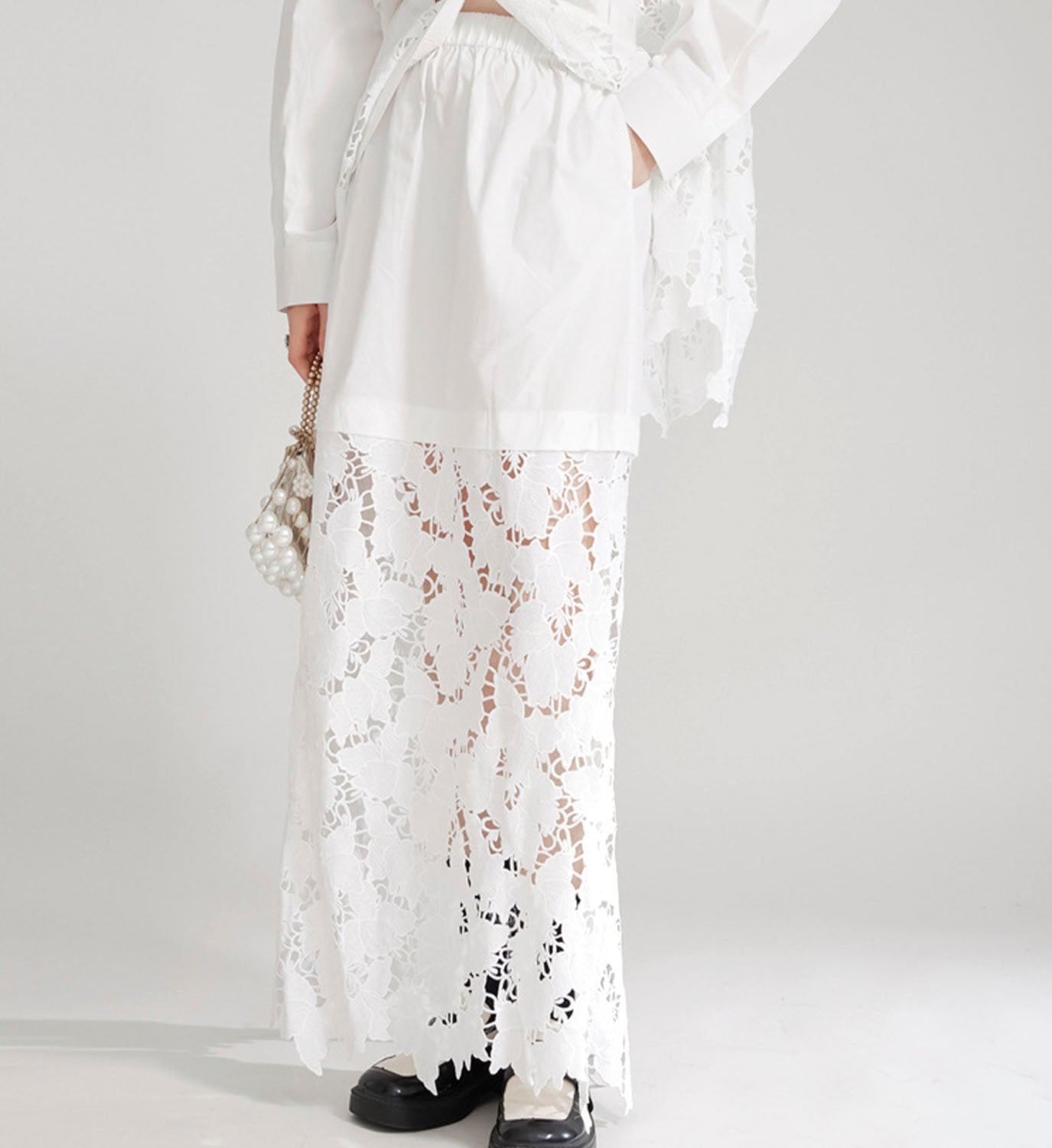 Poplin Lace Maxi Skirt - DIGS