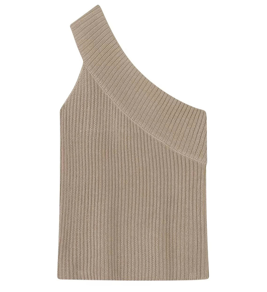 One Shoulder Rib Tank