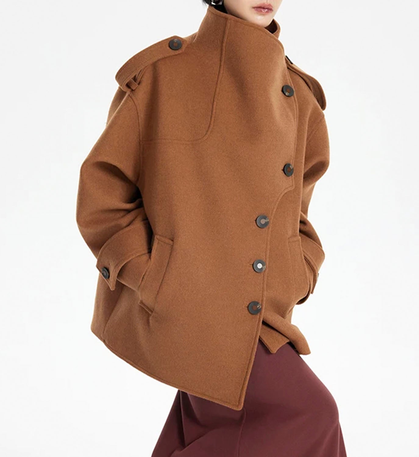 High Collar Pea Coat - DIGS