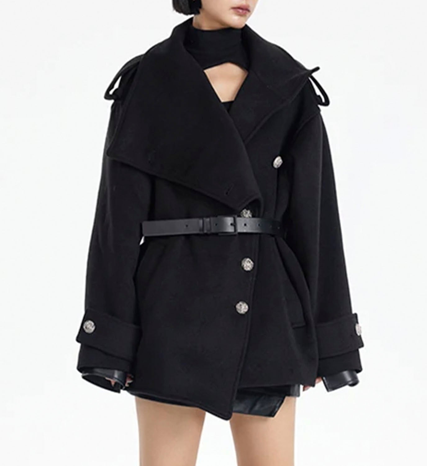 High Collar Pea Coat - DIGS