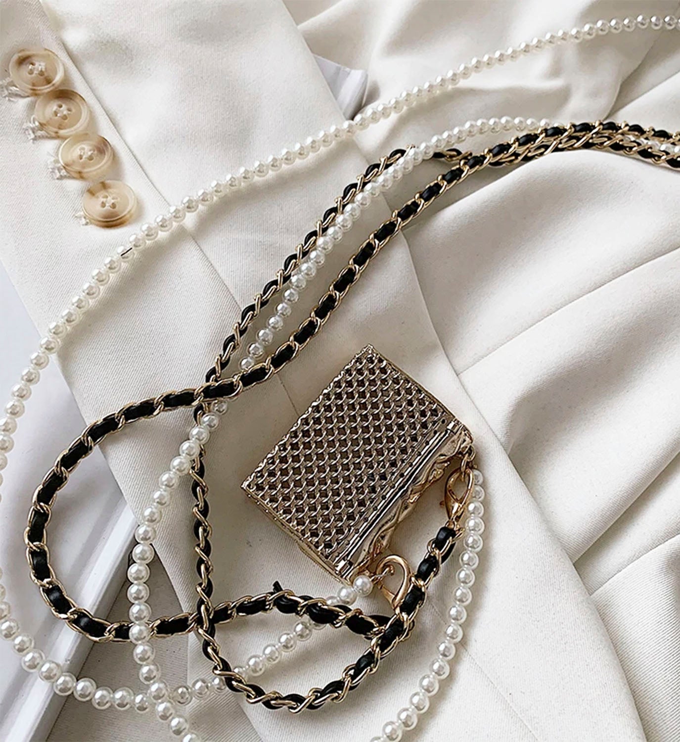 Pearl Leather Charm Belt