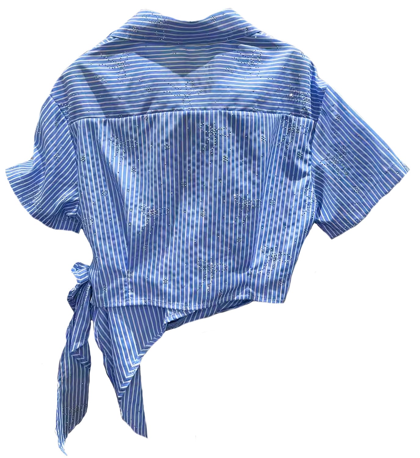 Pinstripe Studded Shirt with Brooch - DIGS