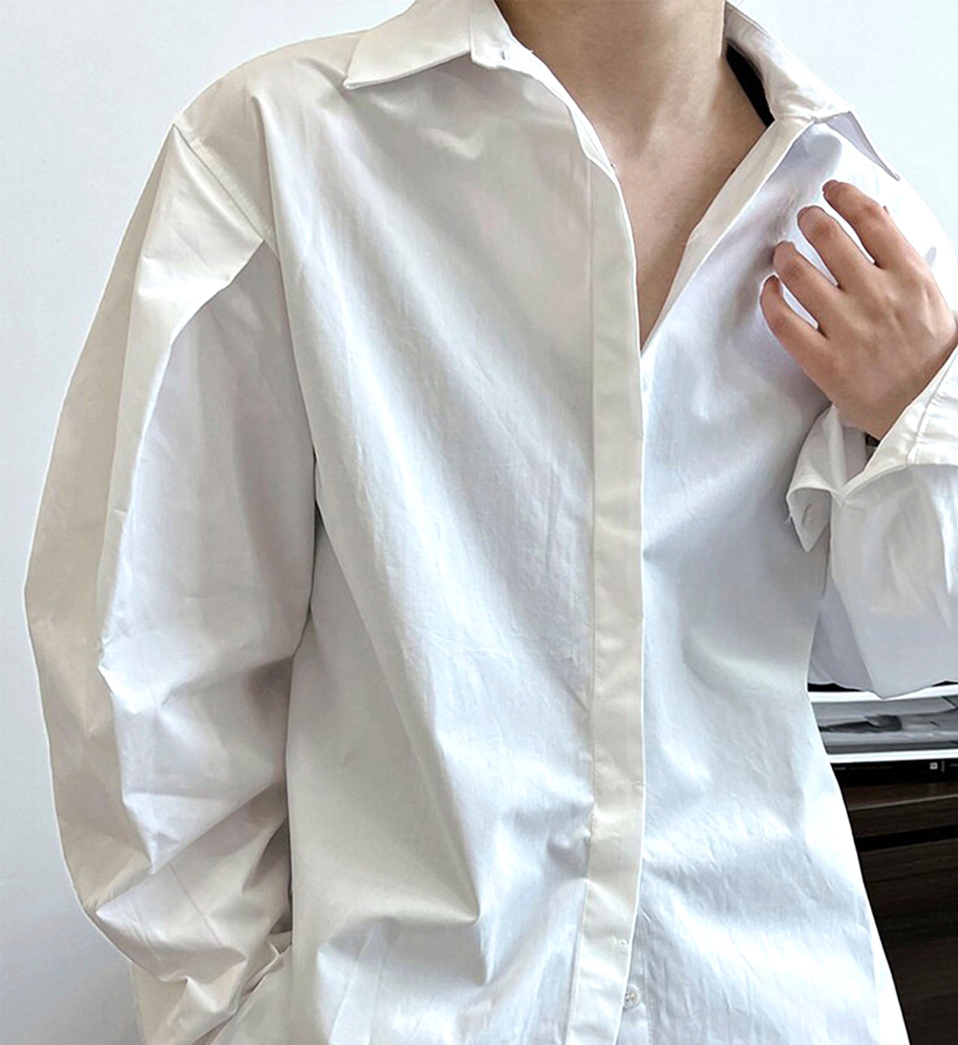 Pleated Sleeve Poplin Shirt - DIGS