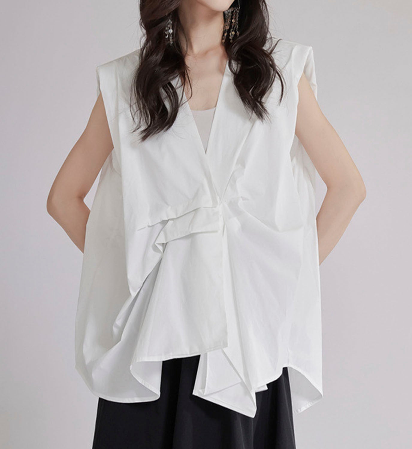 Drape Front Poplin Top - DIGS