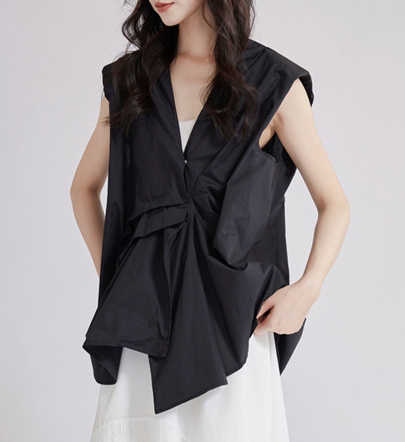 Drape Front Poplin Top - DIGS