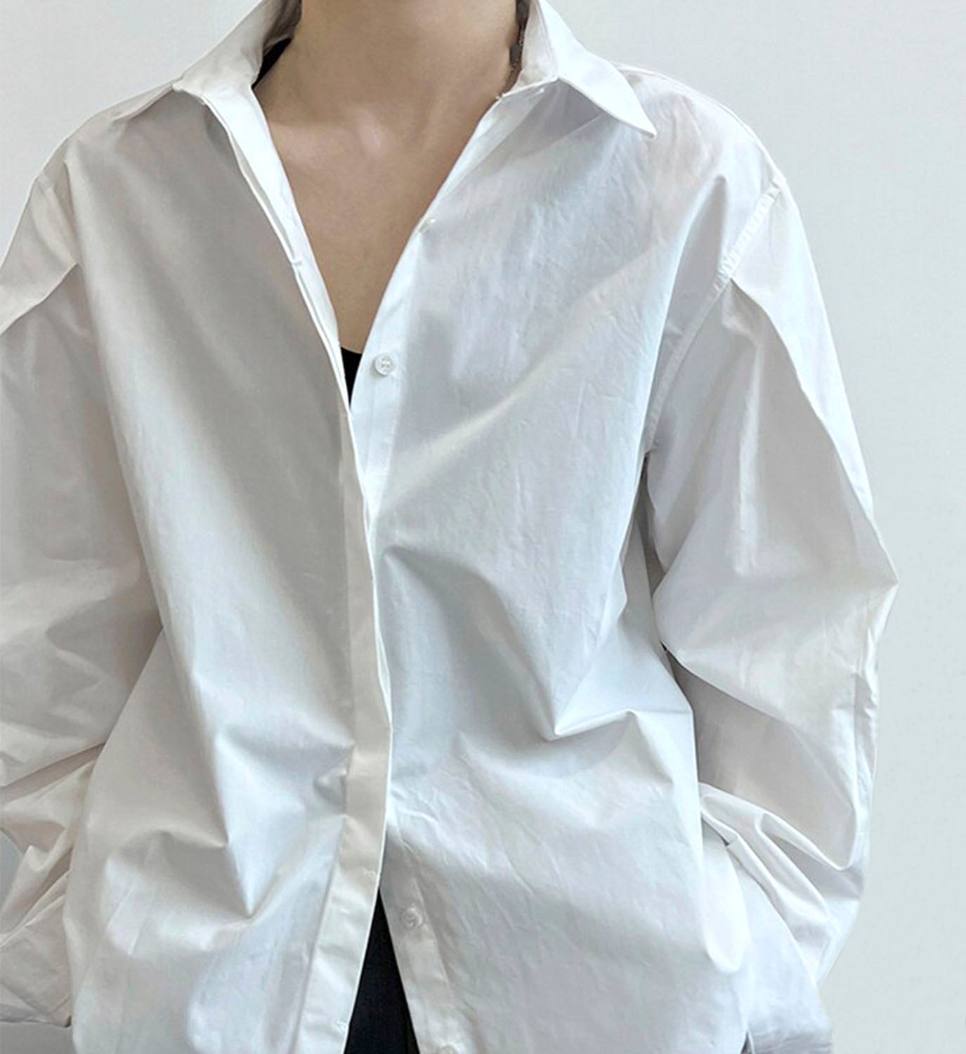 Pleated Sleeve Poplin Shirt