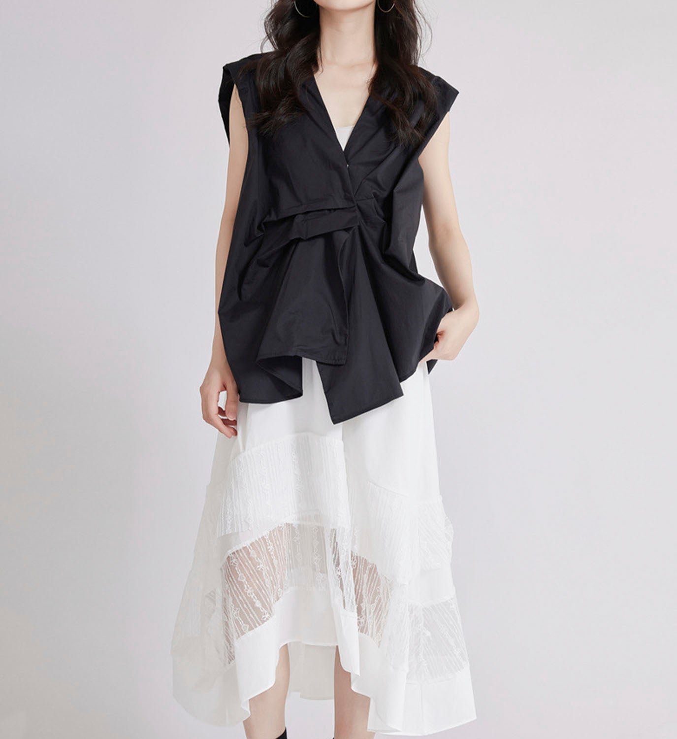 Drape Front Poplin Top - DIGS