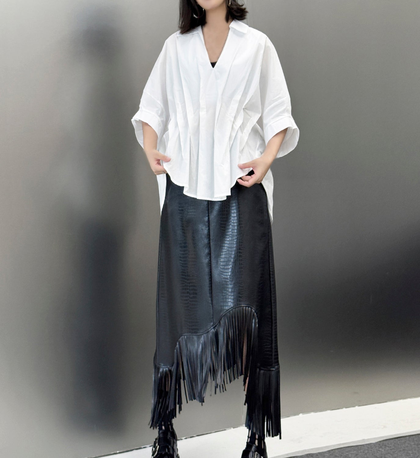 Pleat Front Poplin Top - DIGS