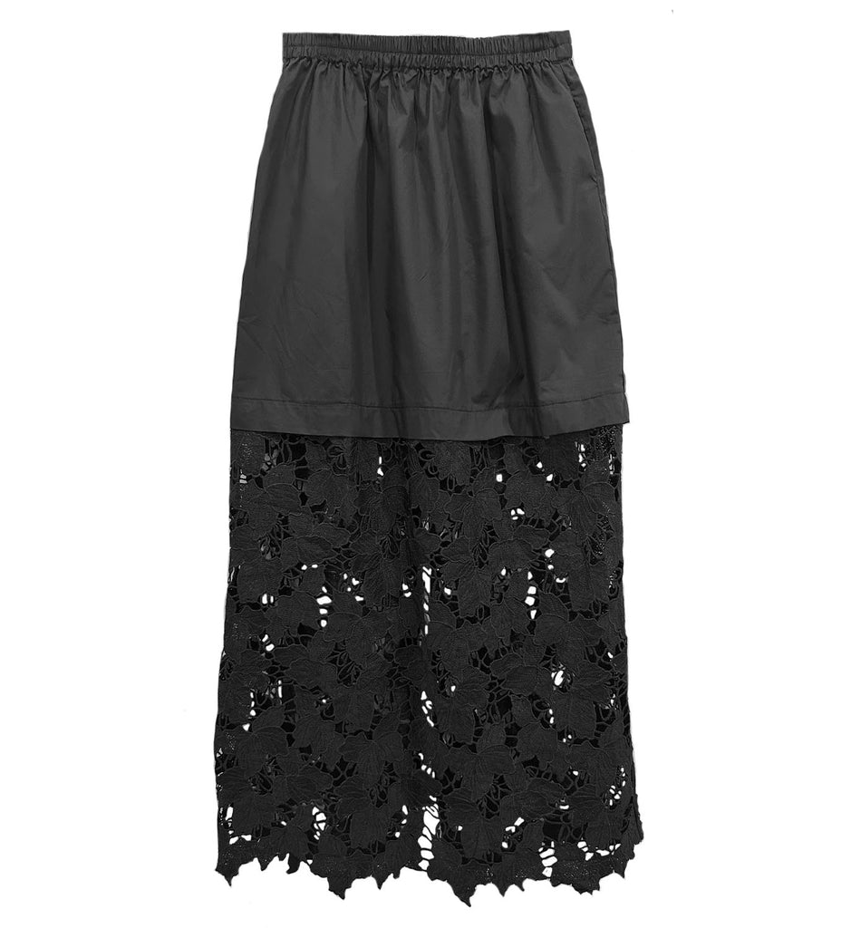 Poplin Lace Maxi Skirt