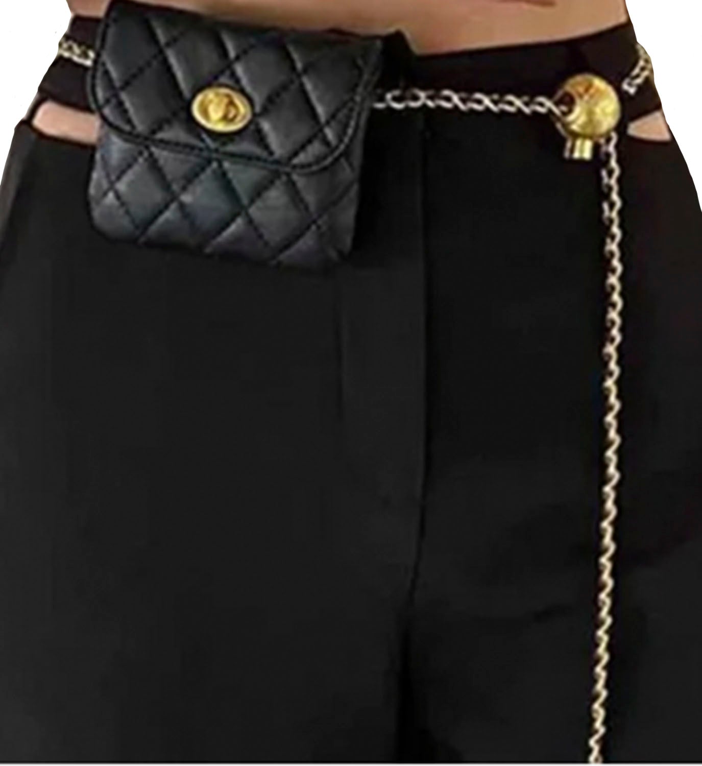 Quilted Leather Chain Pouch