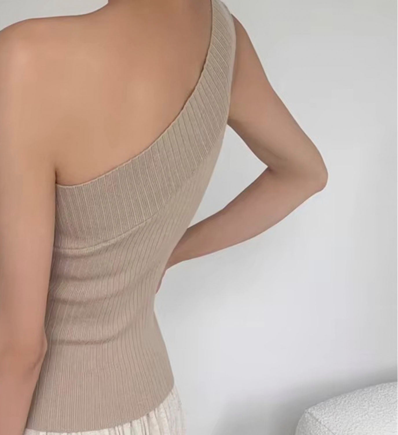 One Shoulder Rib Tank