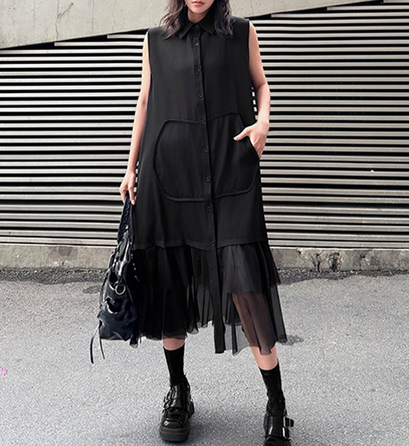 Chiffon Ruffle Midi Dress - DIGS