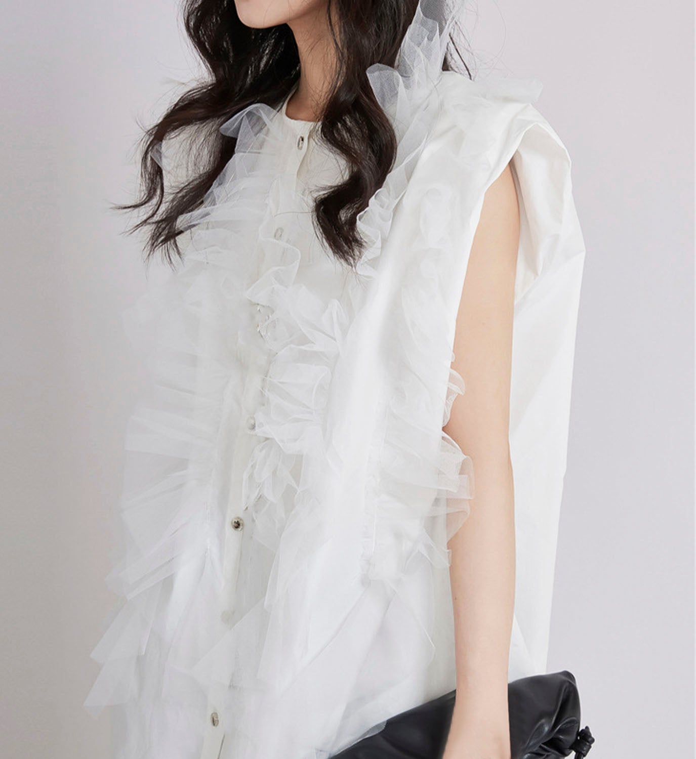 Tulle Ruffle Popln Shirt - DIGS