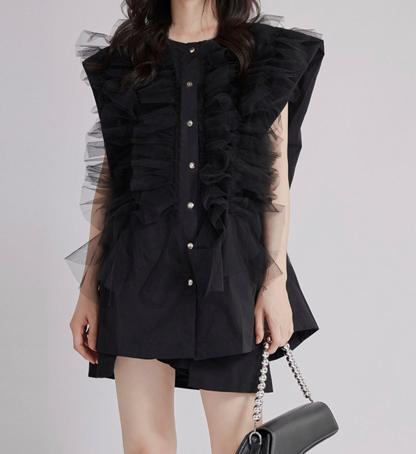 Tulle Ruffle Popln Shirt - DIGS