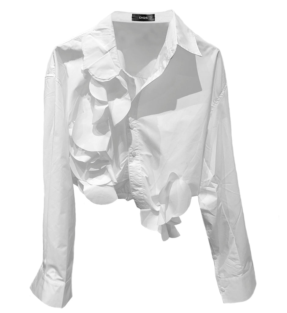 Ruffle Crop Poplin Shirt