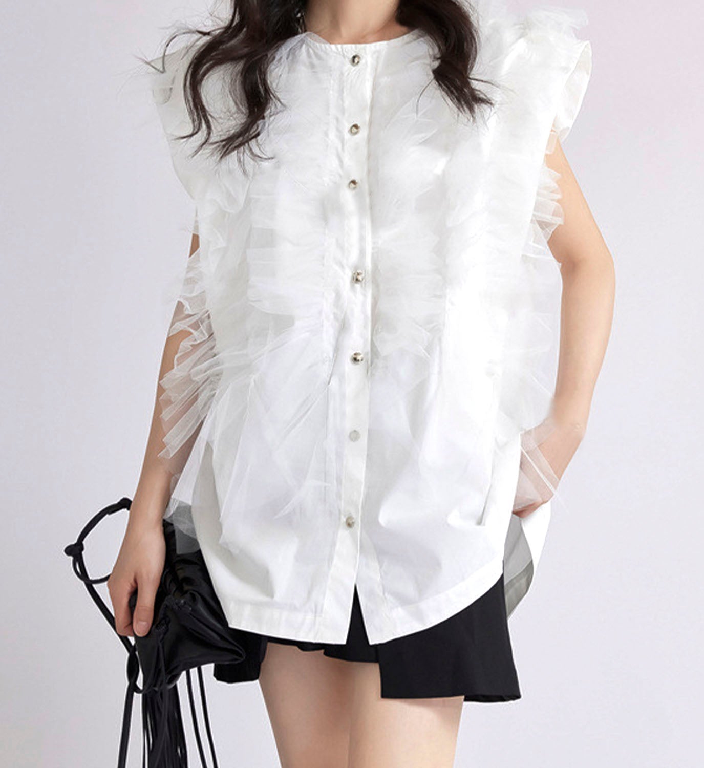 Tulle Ruffle Popln Shirt - DIGS