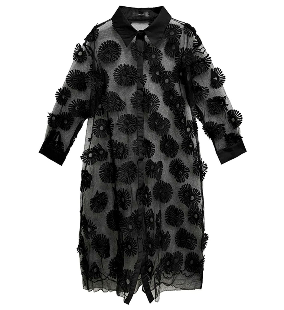 Sheer Textured Shirt Dress
