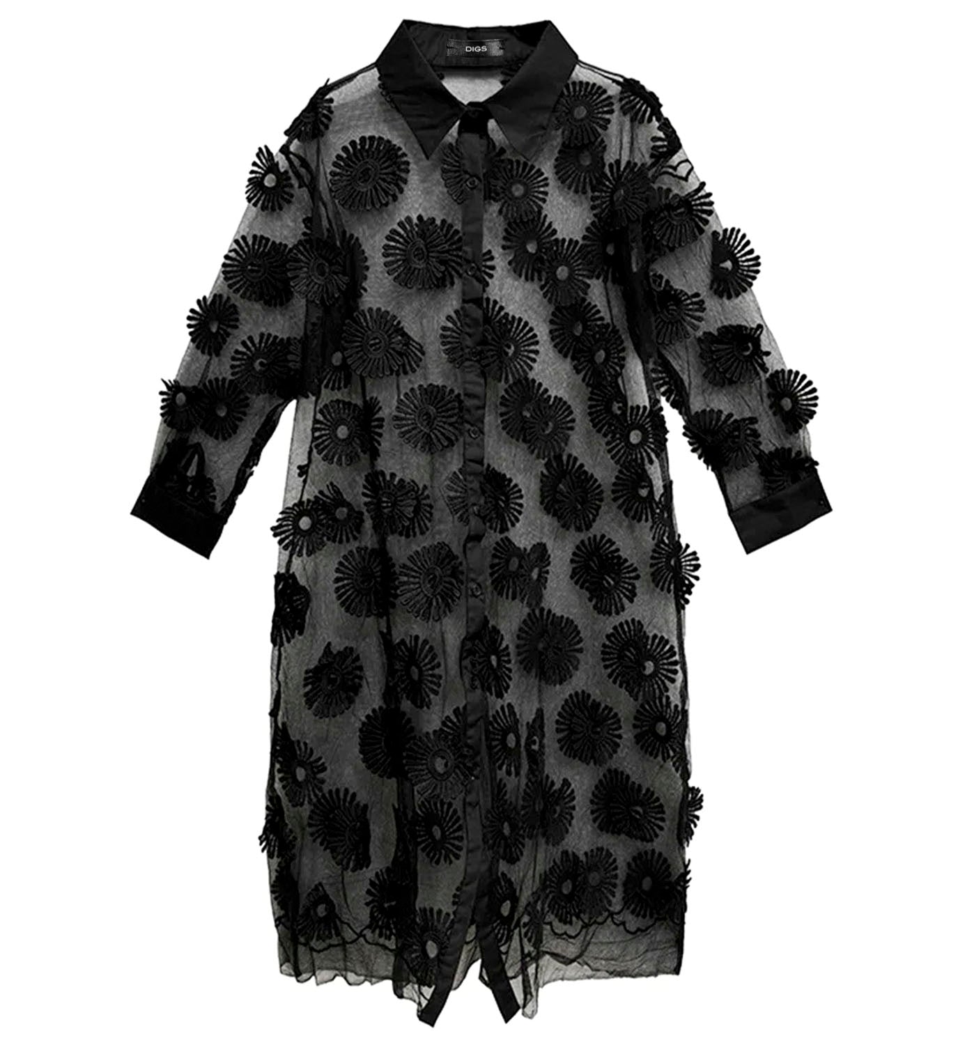Sheer Textured Shirt Dress - DIGS