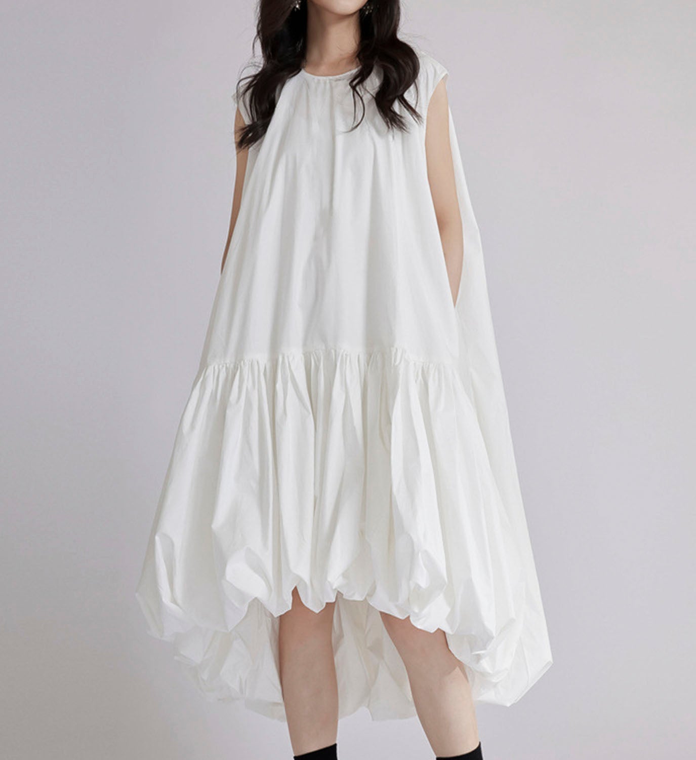 Poplin Shirred Bubble Dress - DIGS