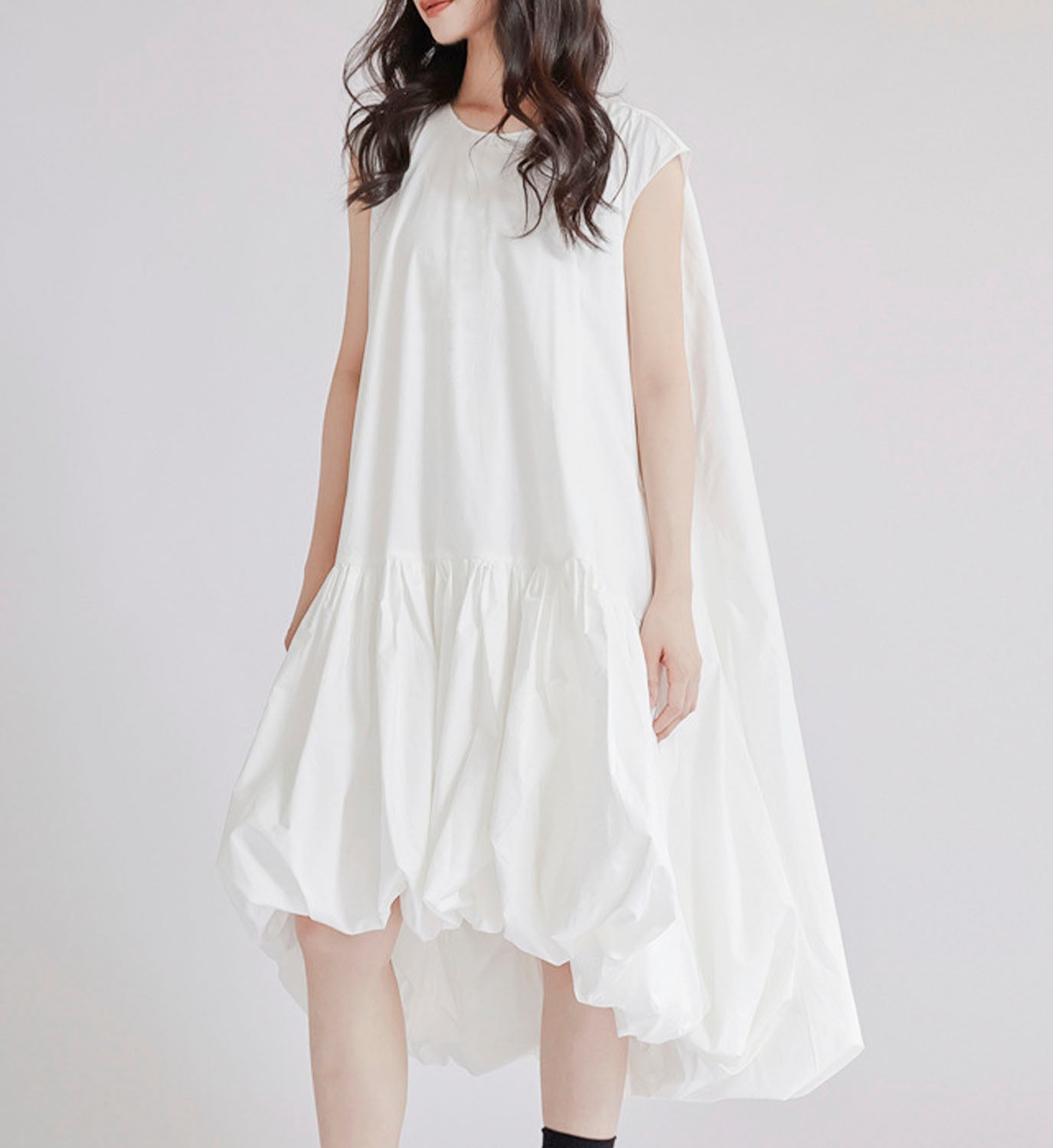 Poplin Shirred Bubble Dress - DIGS