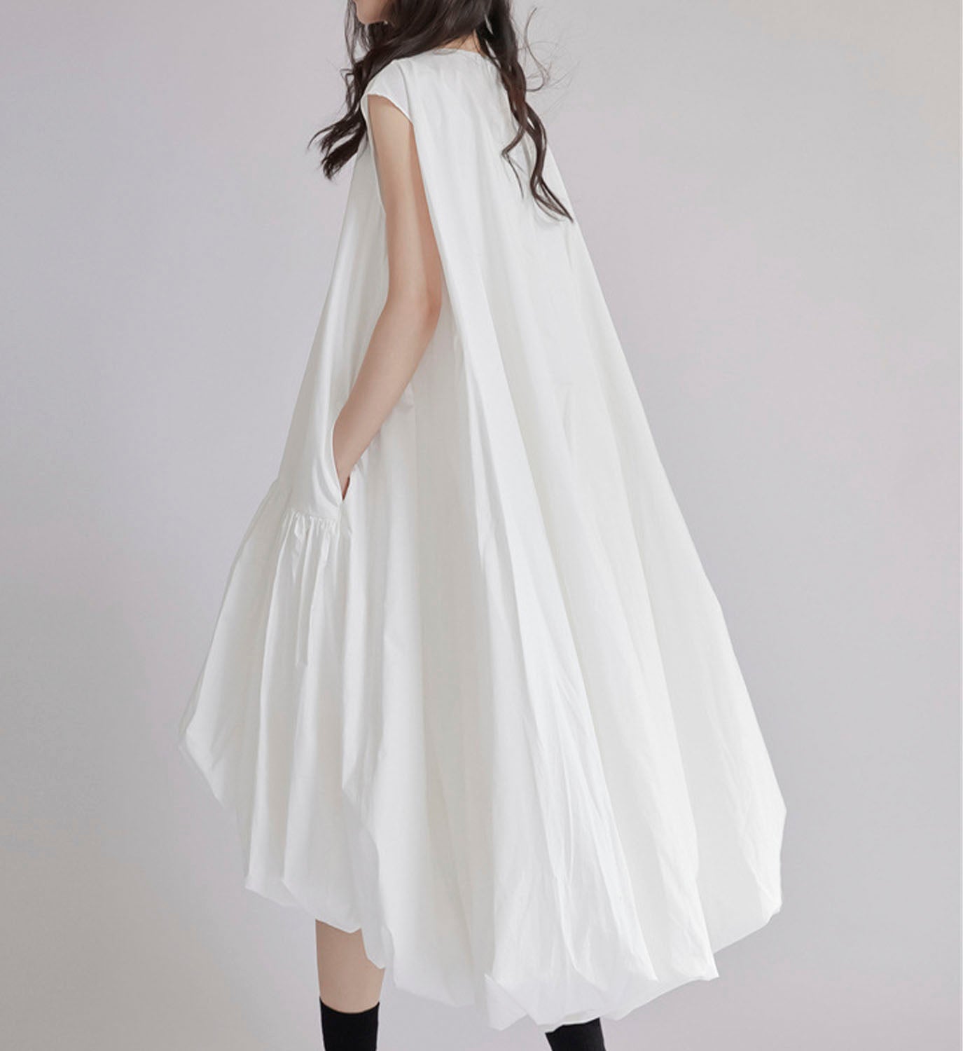 Poplin Shirred Bubble Dress - DIGS