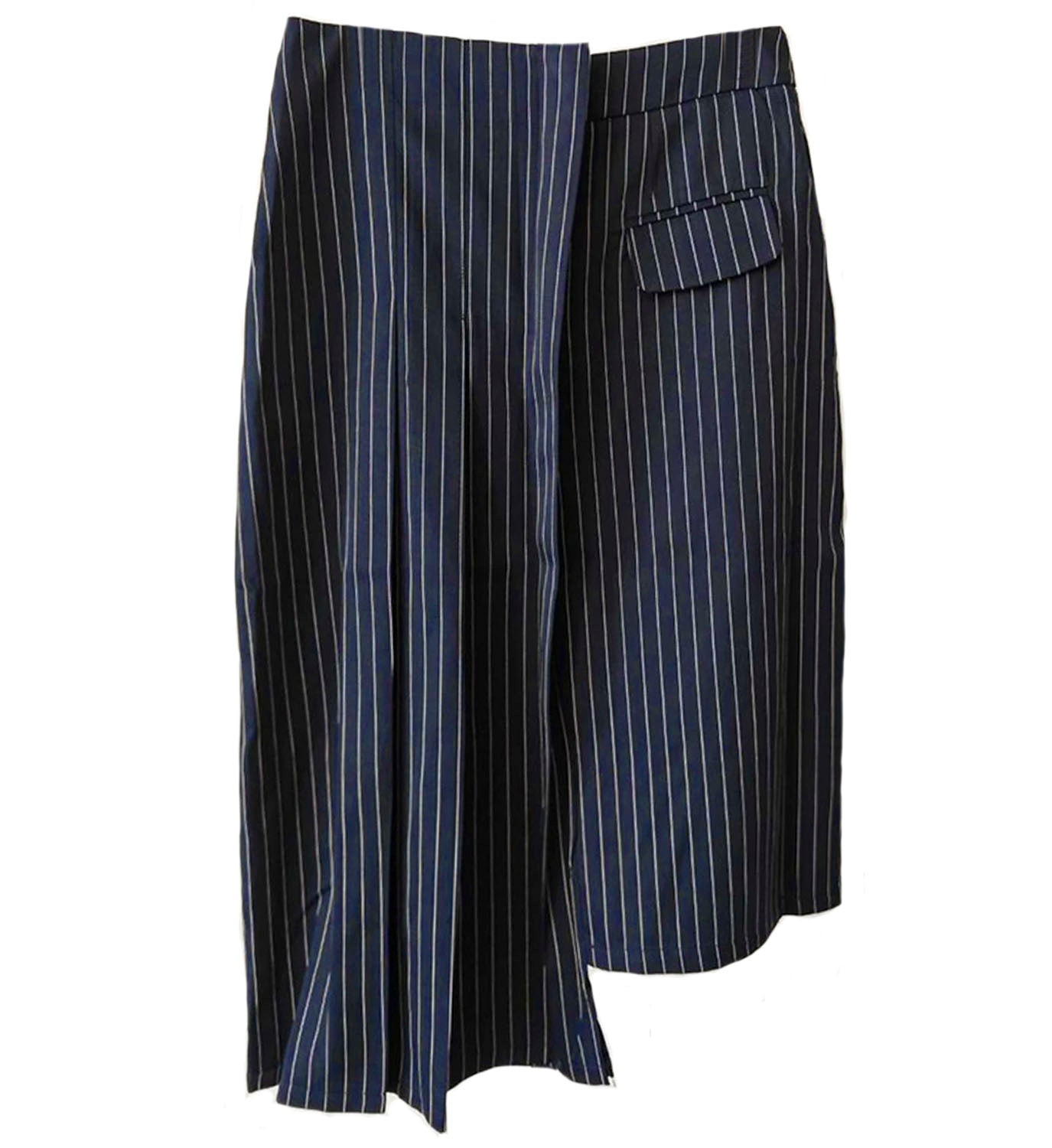 Pleated Pinstripe Skirt