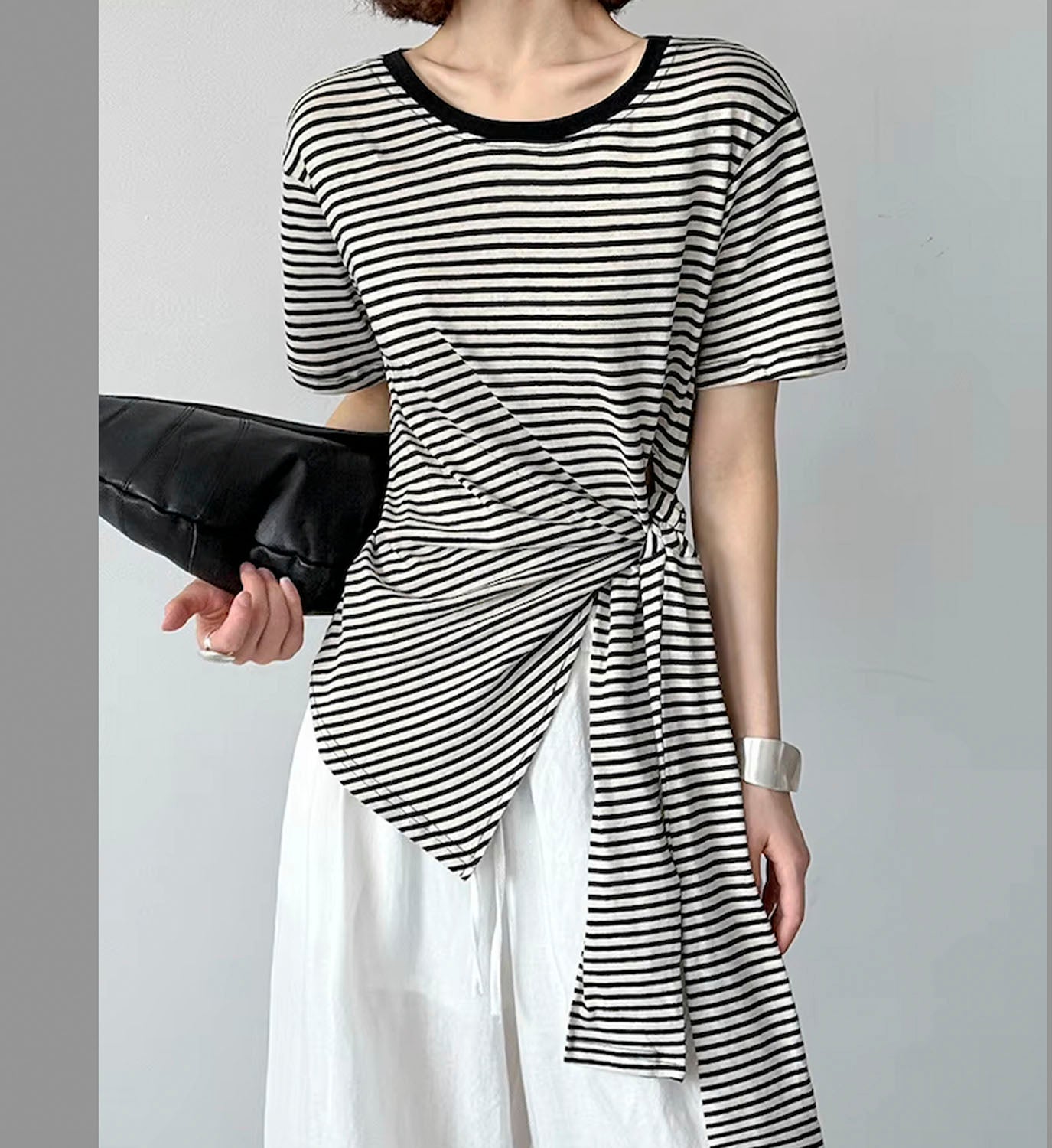 Stripe Jersey Tie Top