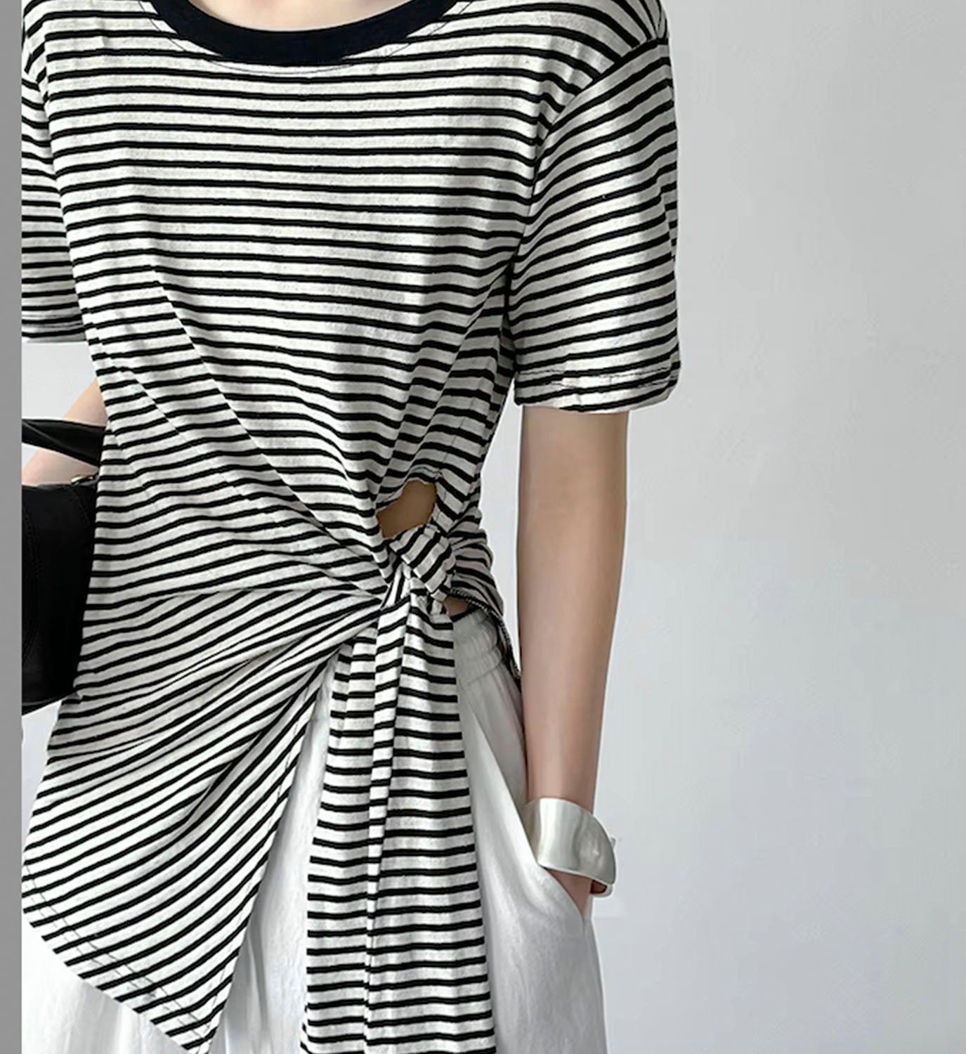Stripe Jersey Tie Top