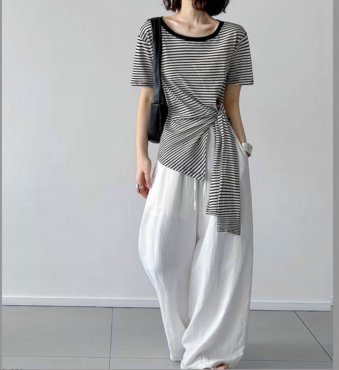 Stripe Jersey Tie Top