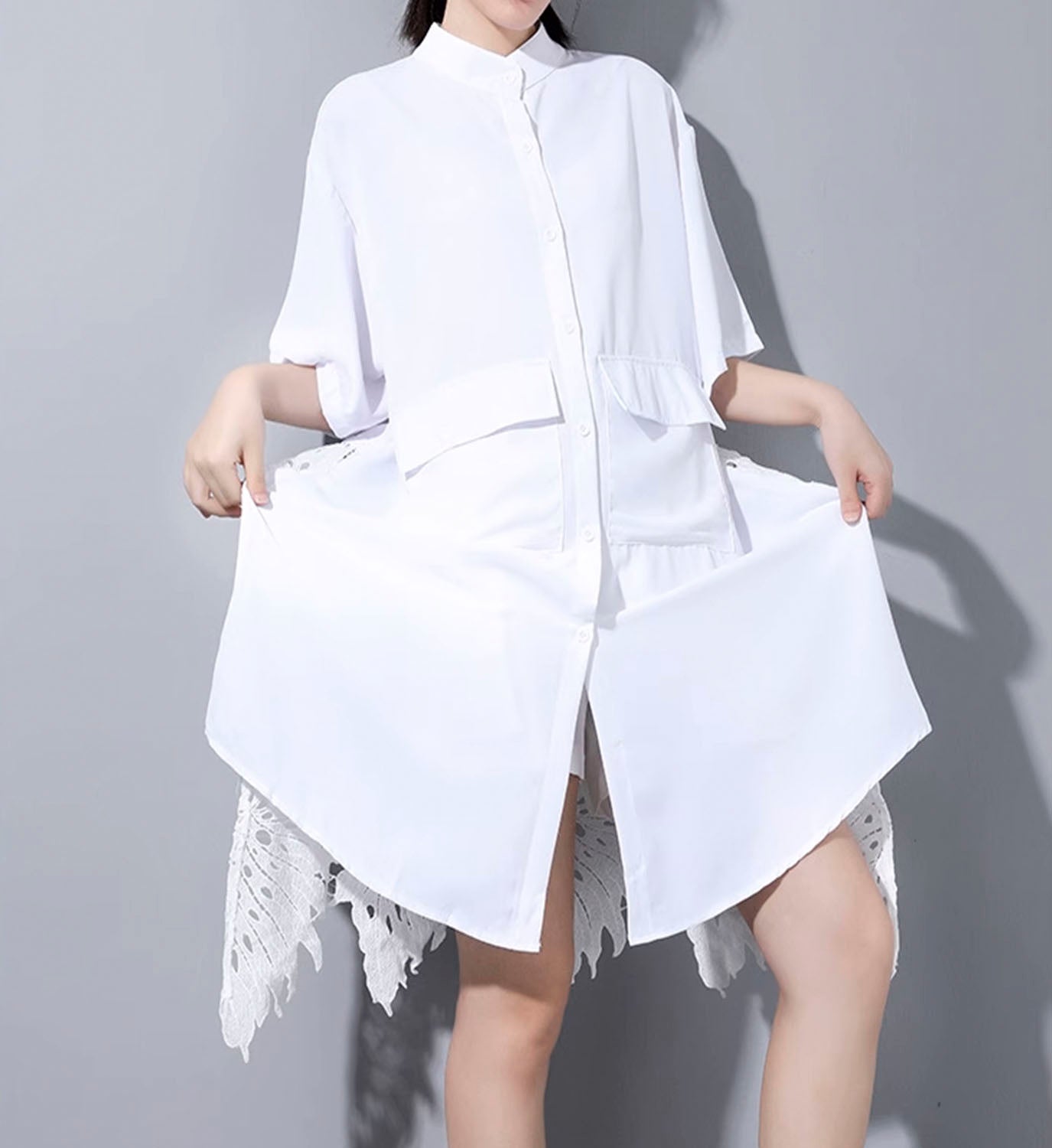 Lace Poplin Shirt Dress Lace Poplin Shirt Dress