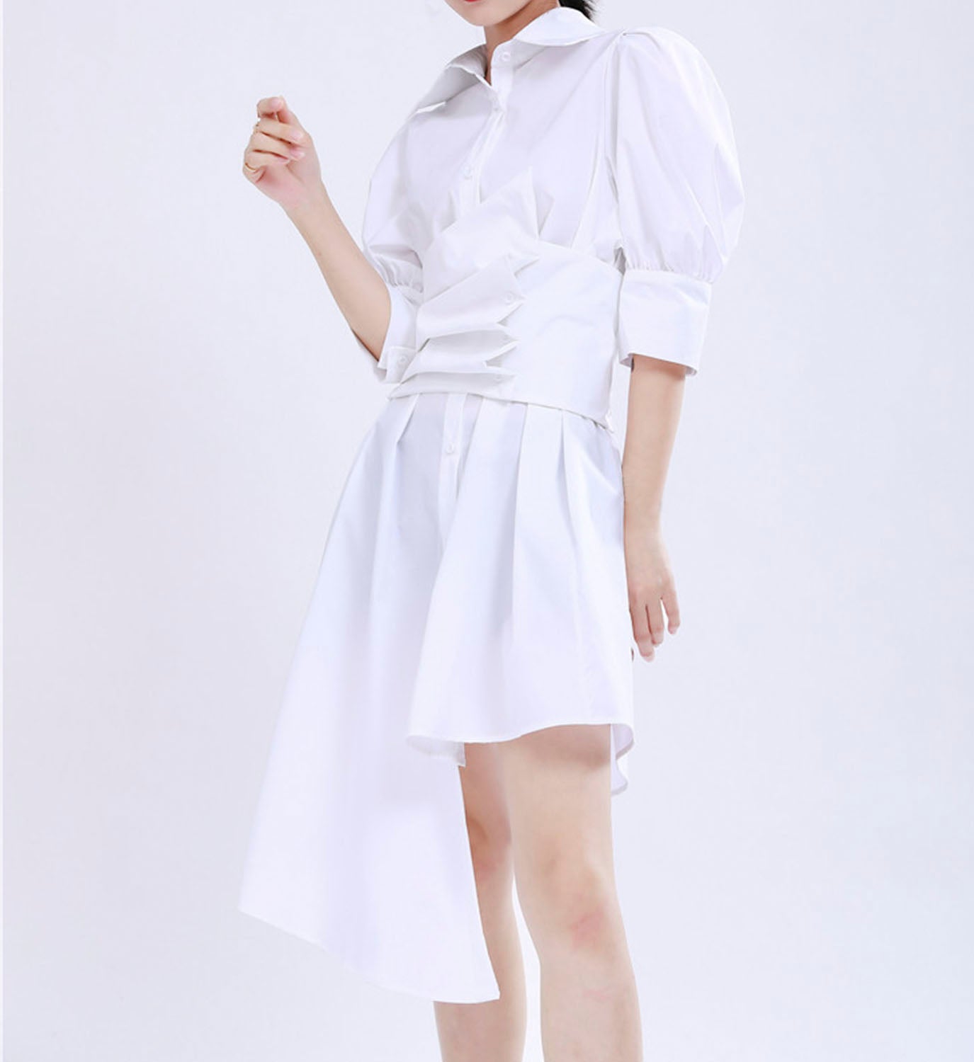 Asymmetrical Belted Shirt Dress Asymmetrical Belted Shirt Dress