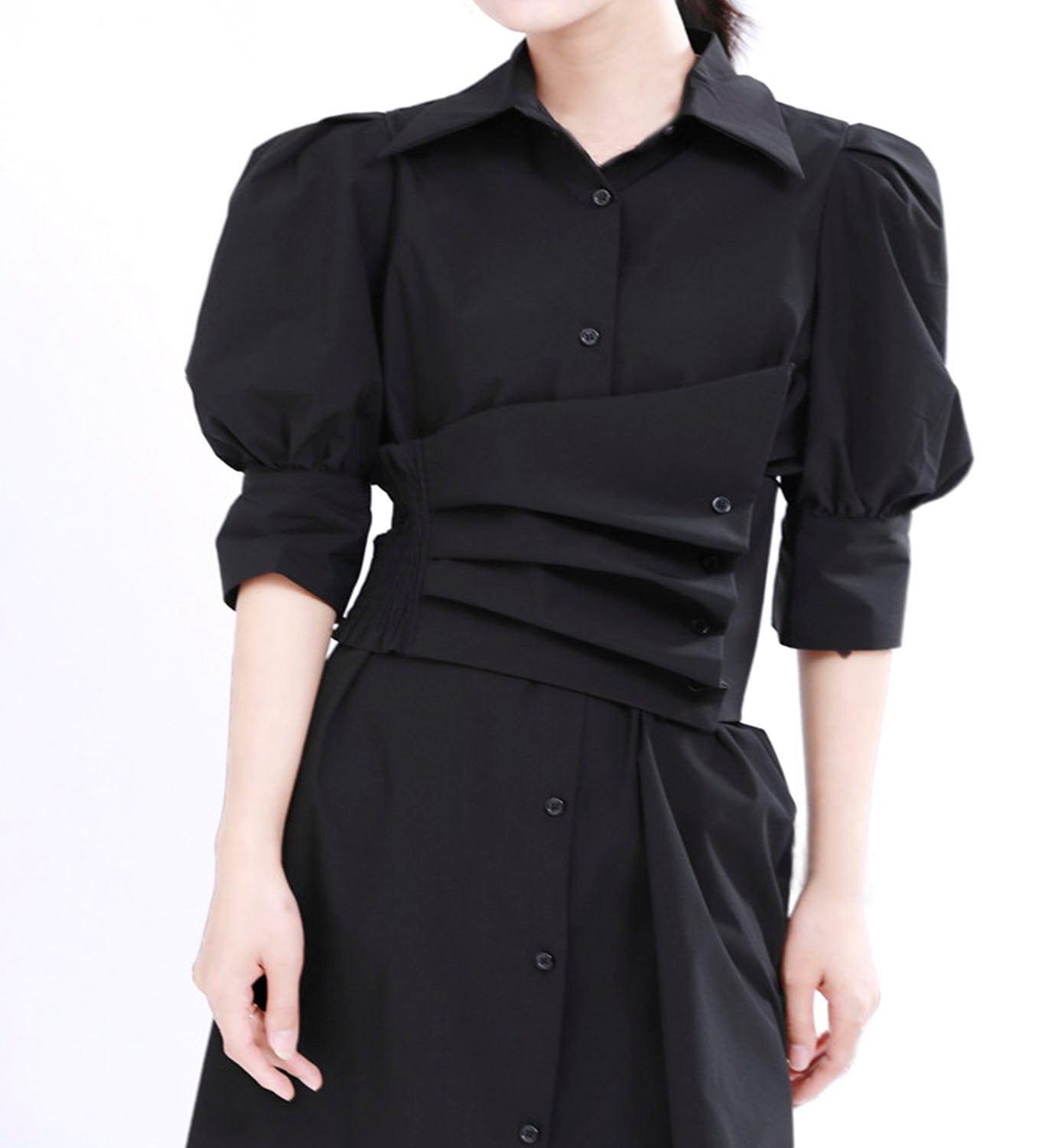 Asymmetrical Belted Shirt Dress Asymmetrical Belted Shirt Dress